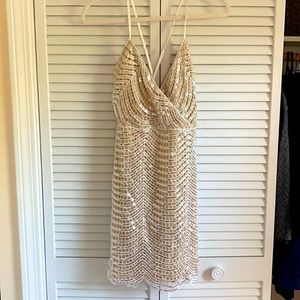 Lulu’s Lele White and Silver Sequin Mini Dress - Sparkle at your next event!